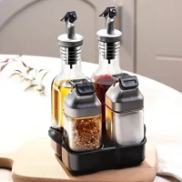 Série 5 Pièces Pour vinaigre, Huile, Sel et Poivre avec support de rangement
