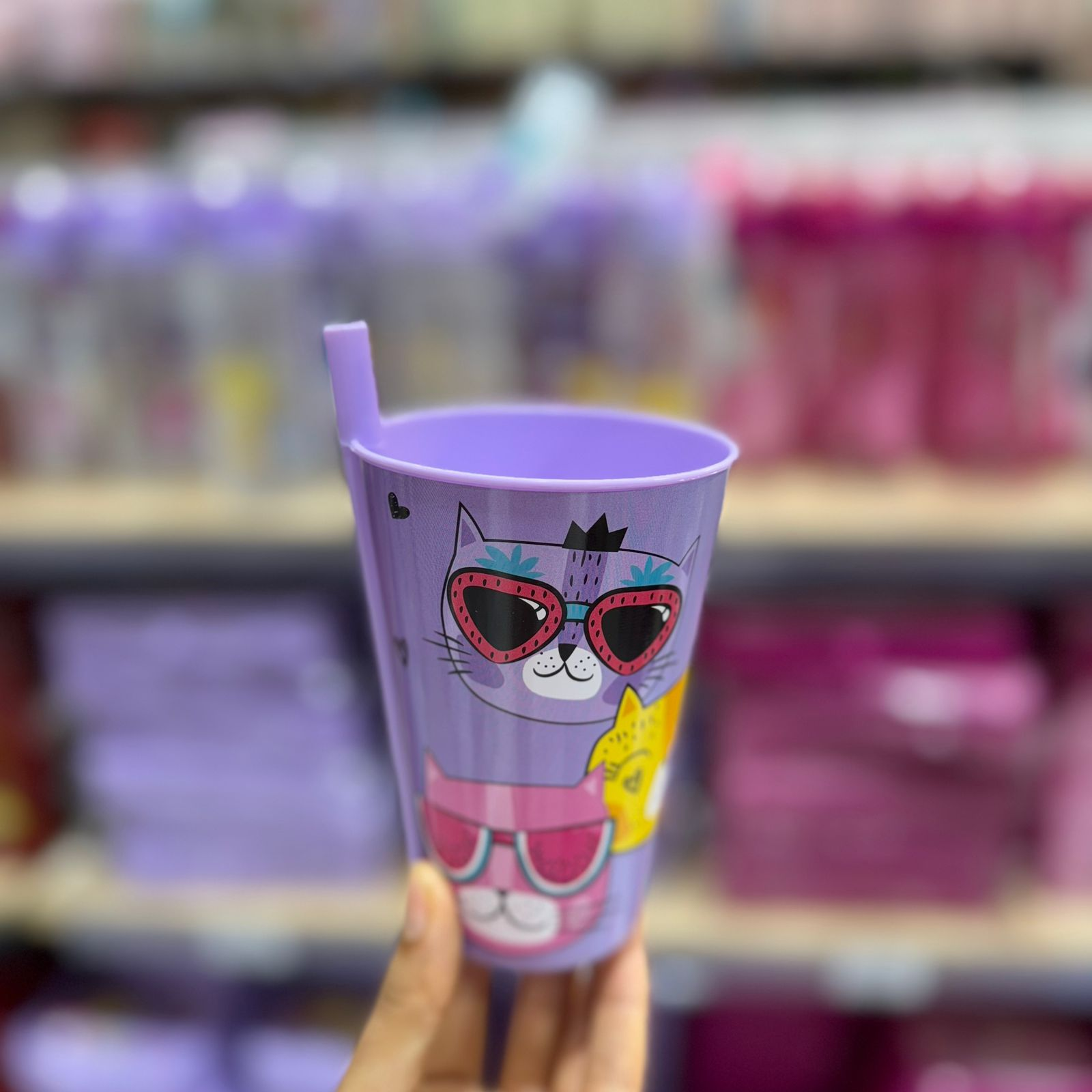 Verre enfant avec paille intégrée en plastique