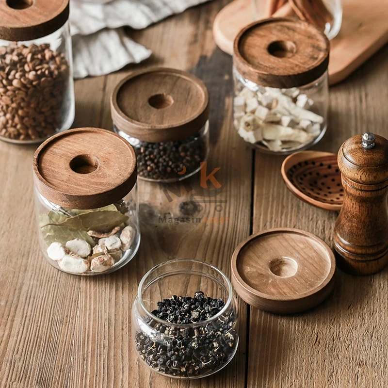 Bocal en verre avec couvercle bois_500ml