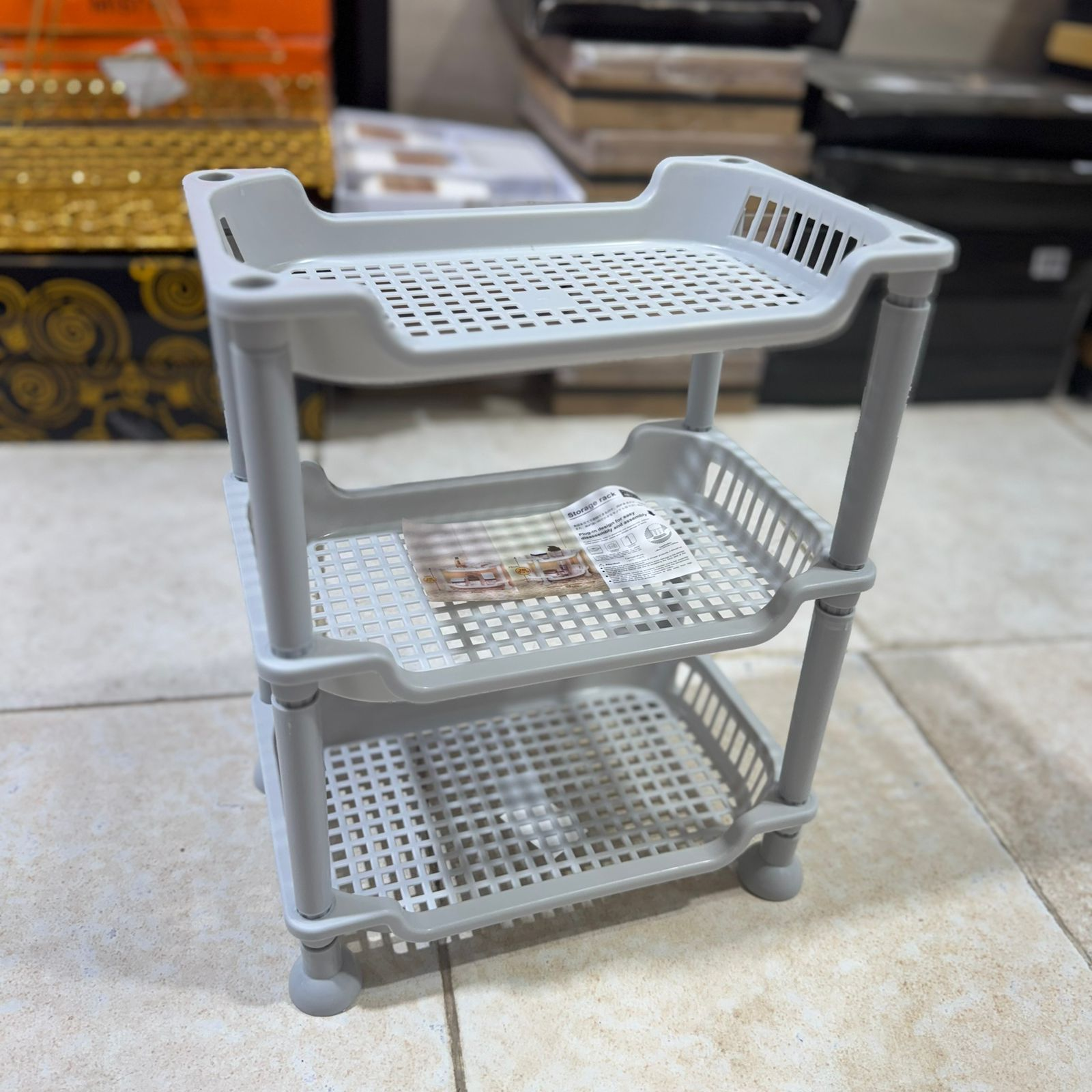 Étagère  de rangement à 3 étages en plastique – Idéale pour salle de bain ou cuisine