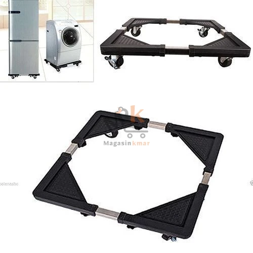 Support réfrigérateur réglable en métal avec 6 roues – Base mobile