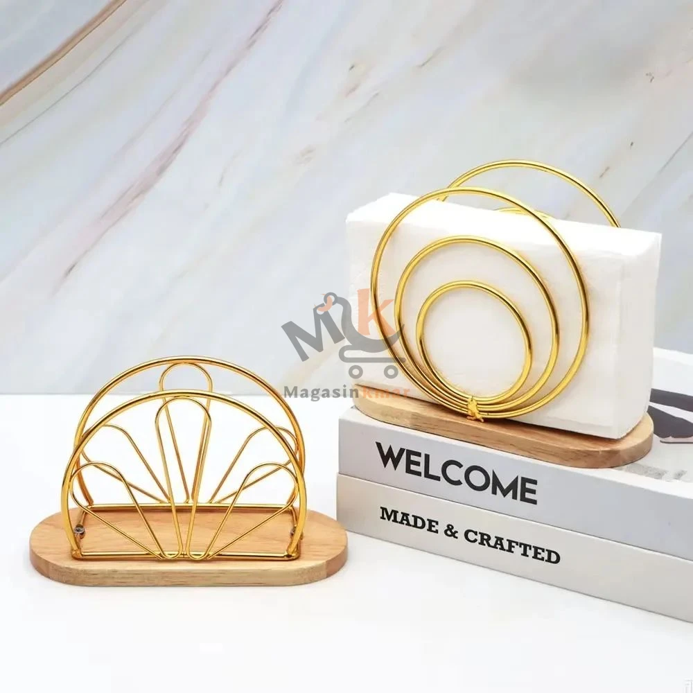 Porte-papier en métal avec fond en bois – Support de bureau design 15×6×10 cm