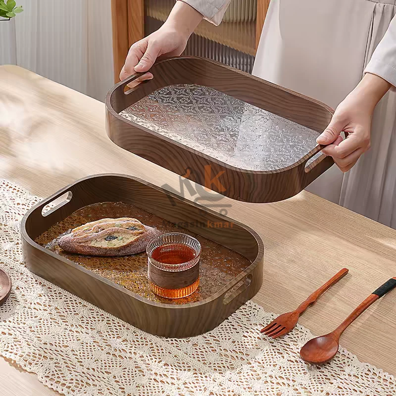 Plateau de service en plastique avec fond plexi 31× 22 cm