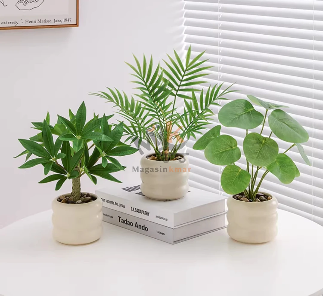 Plante décorative artificielle en pot céramique