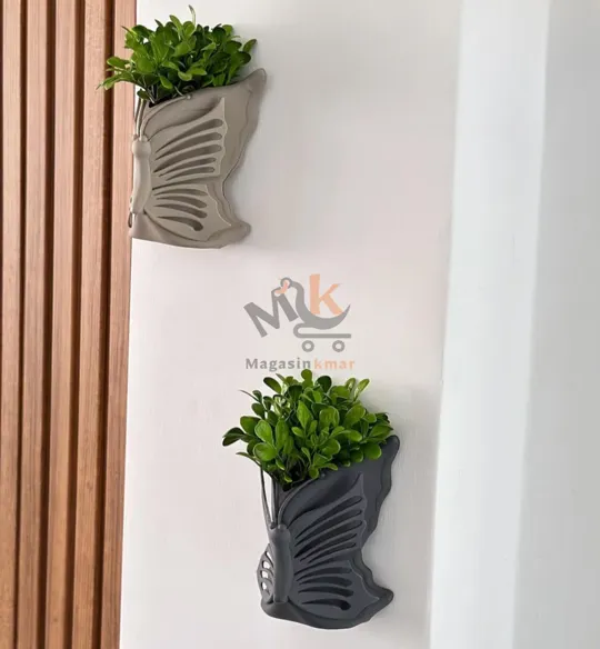 Pot fleur mural forme papillon