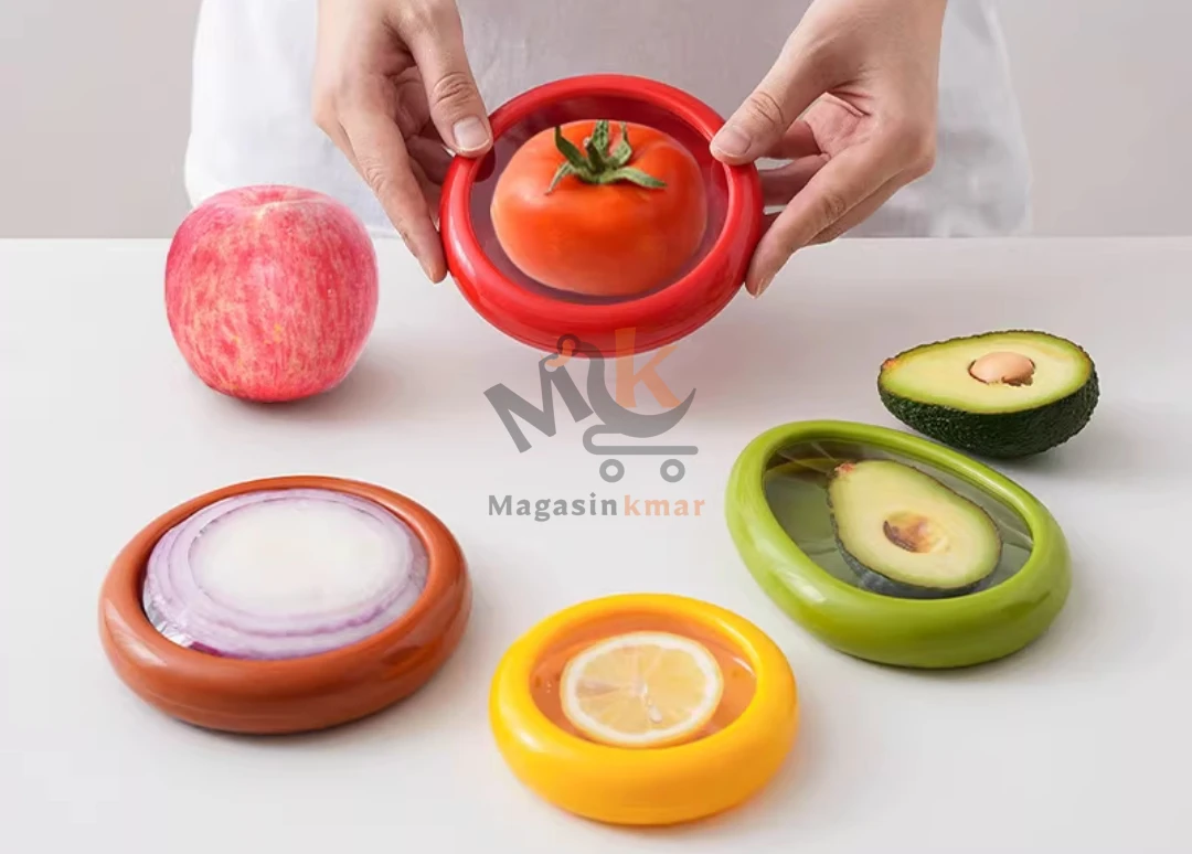 Boîte fruit ronde en plastique et silicone – Conservation pratique et hermétique