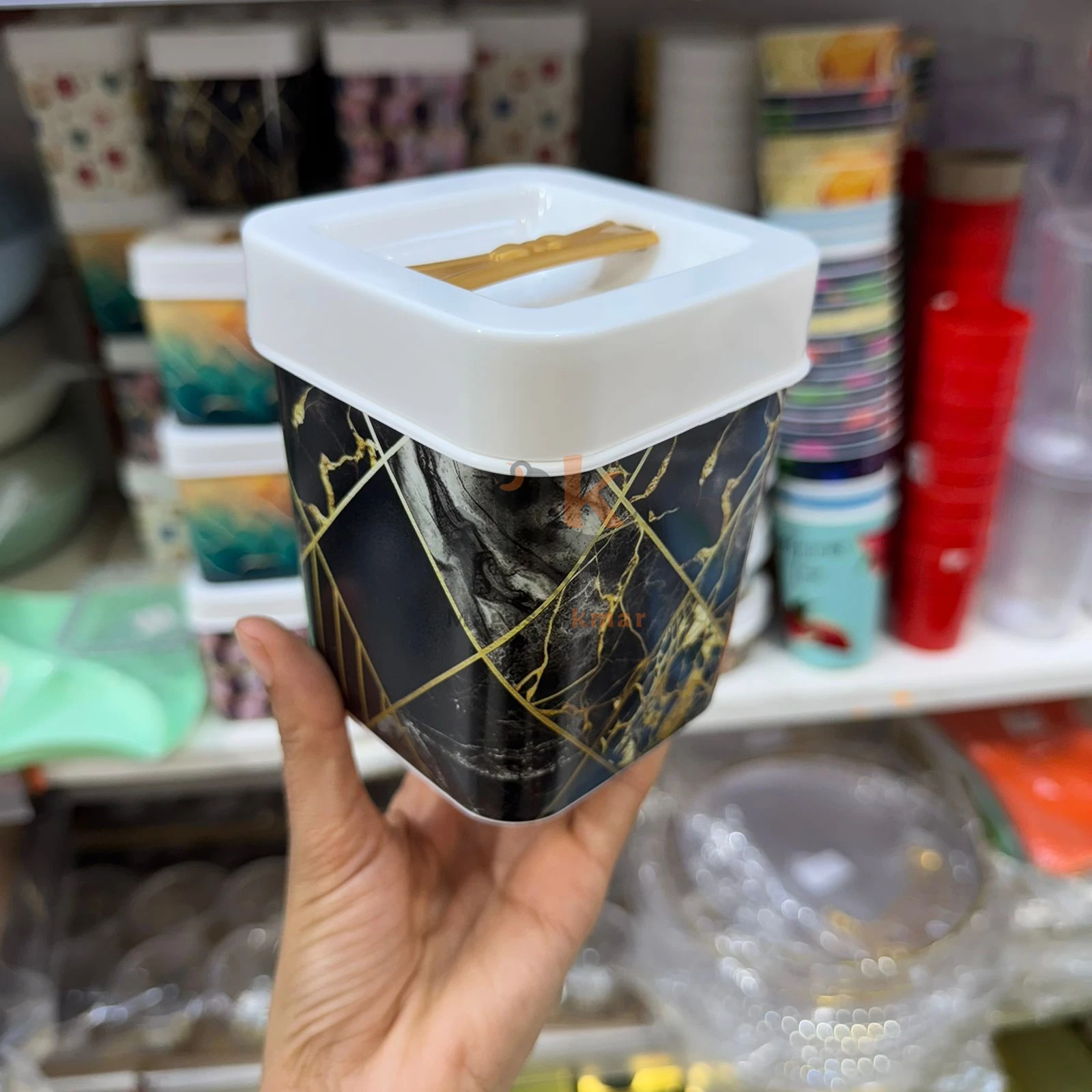 Boîte alimentaire marbrée 600 ml en plastique PP5