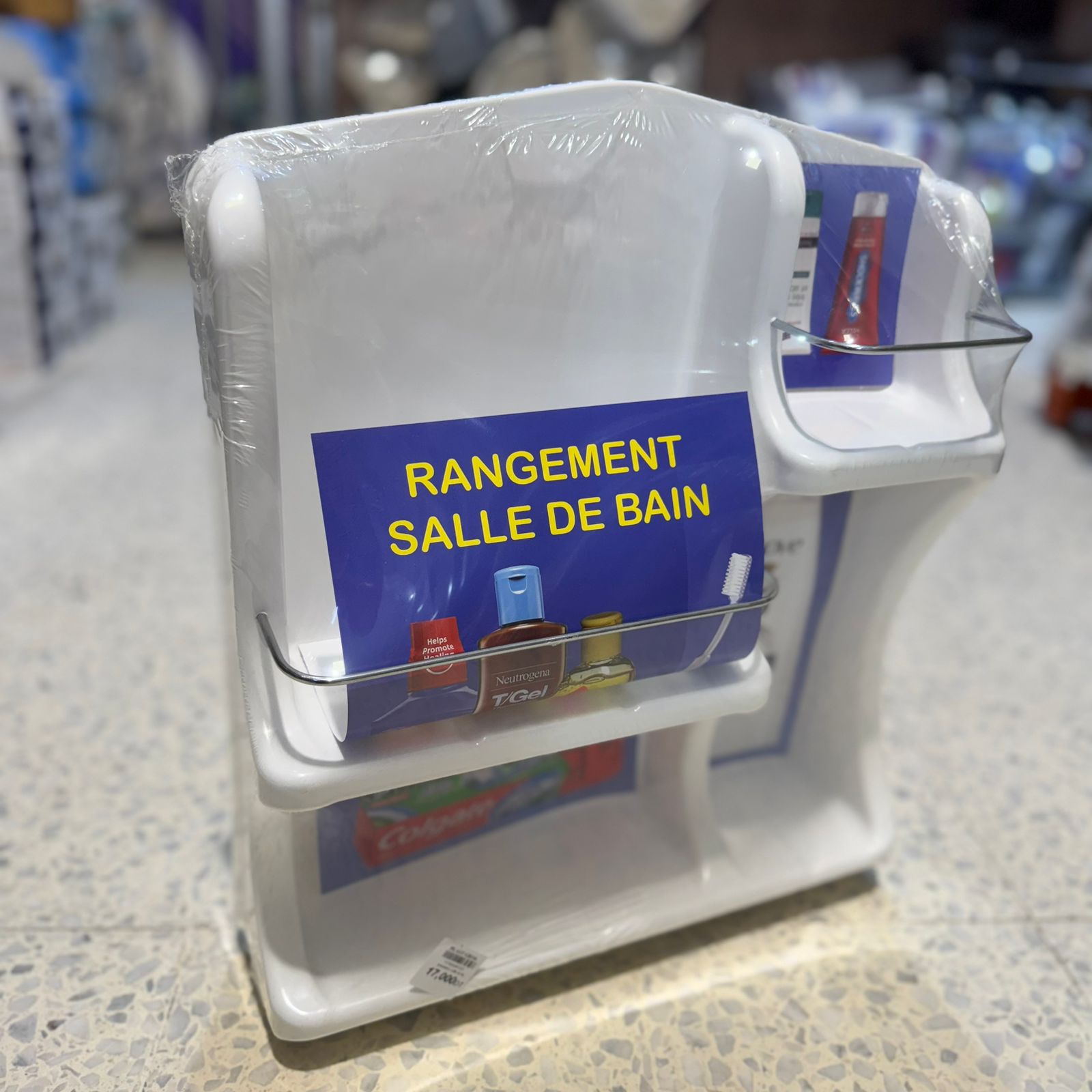 Rangement de salle de bain en plastique – Organisateur mural pratique et compact