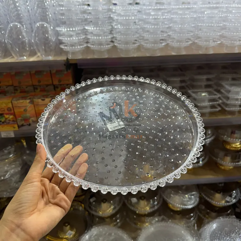 Plateau rond avec perles en plexi -30cm