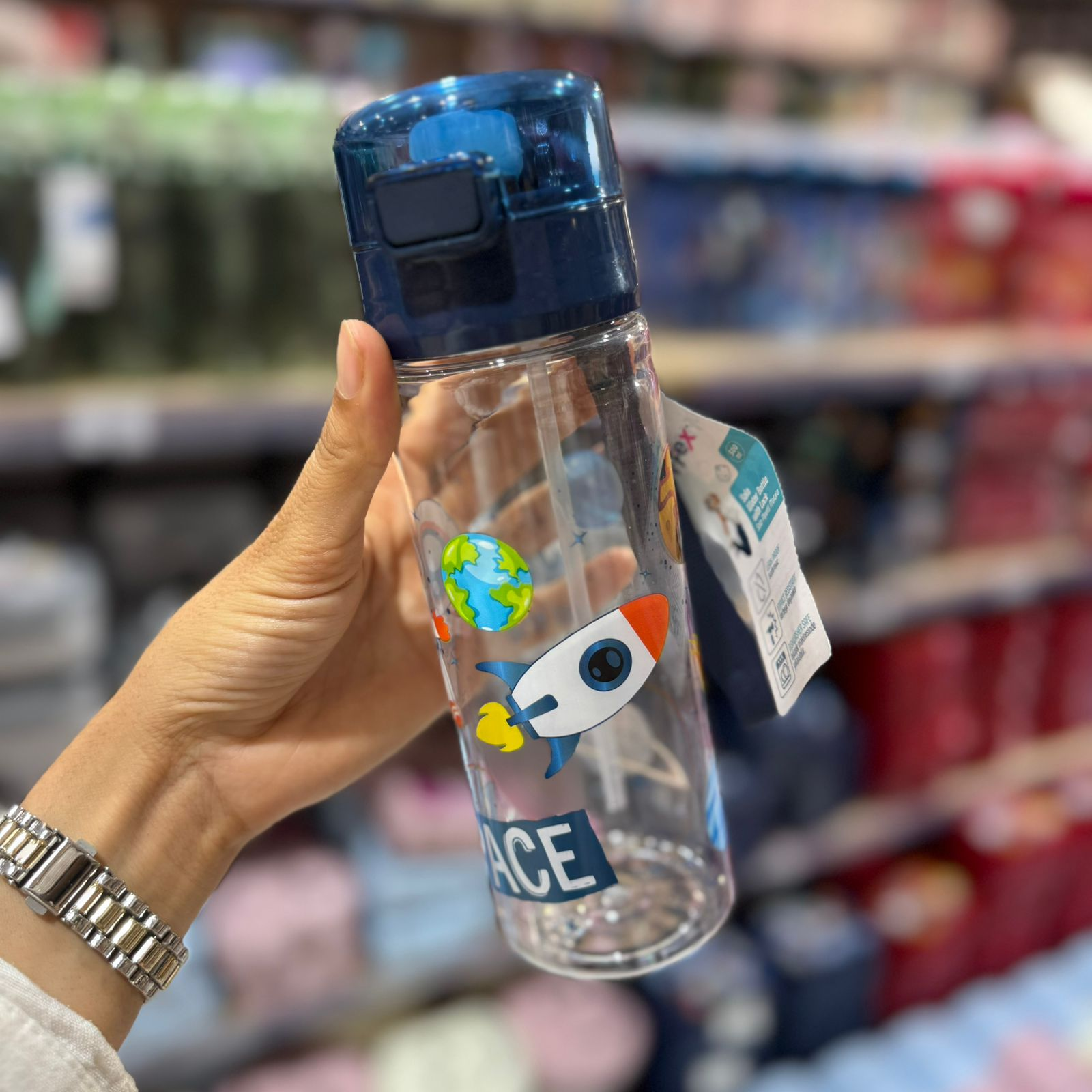 Bouteille eau motif enfant en plastique