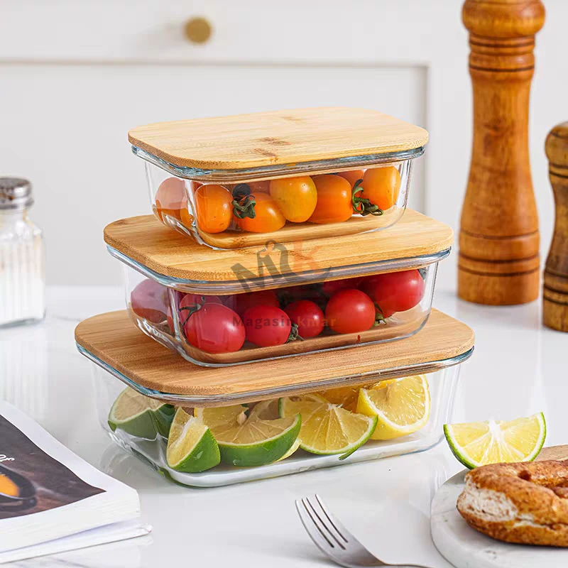 Boite de conservation en verre a couvercle en Bambou 250ml