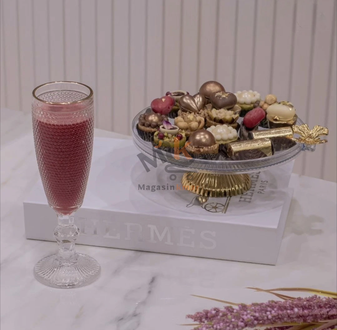 Présentoir rond en plexi avec papillon en métal