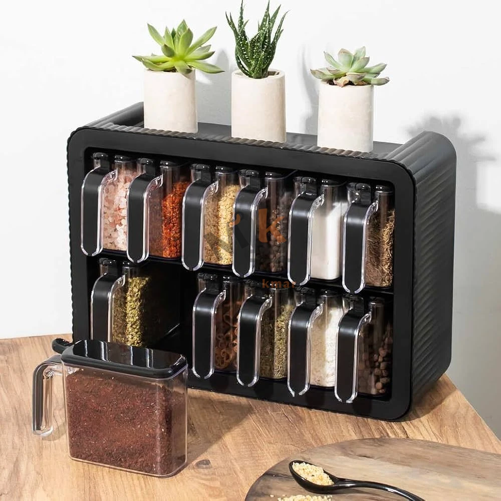 Organisateur mural à épices – 6 compartiments avec cuillères