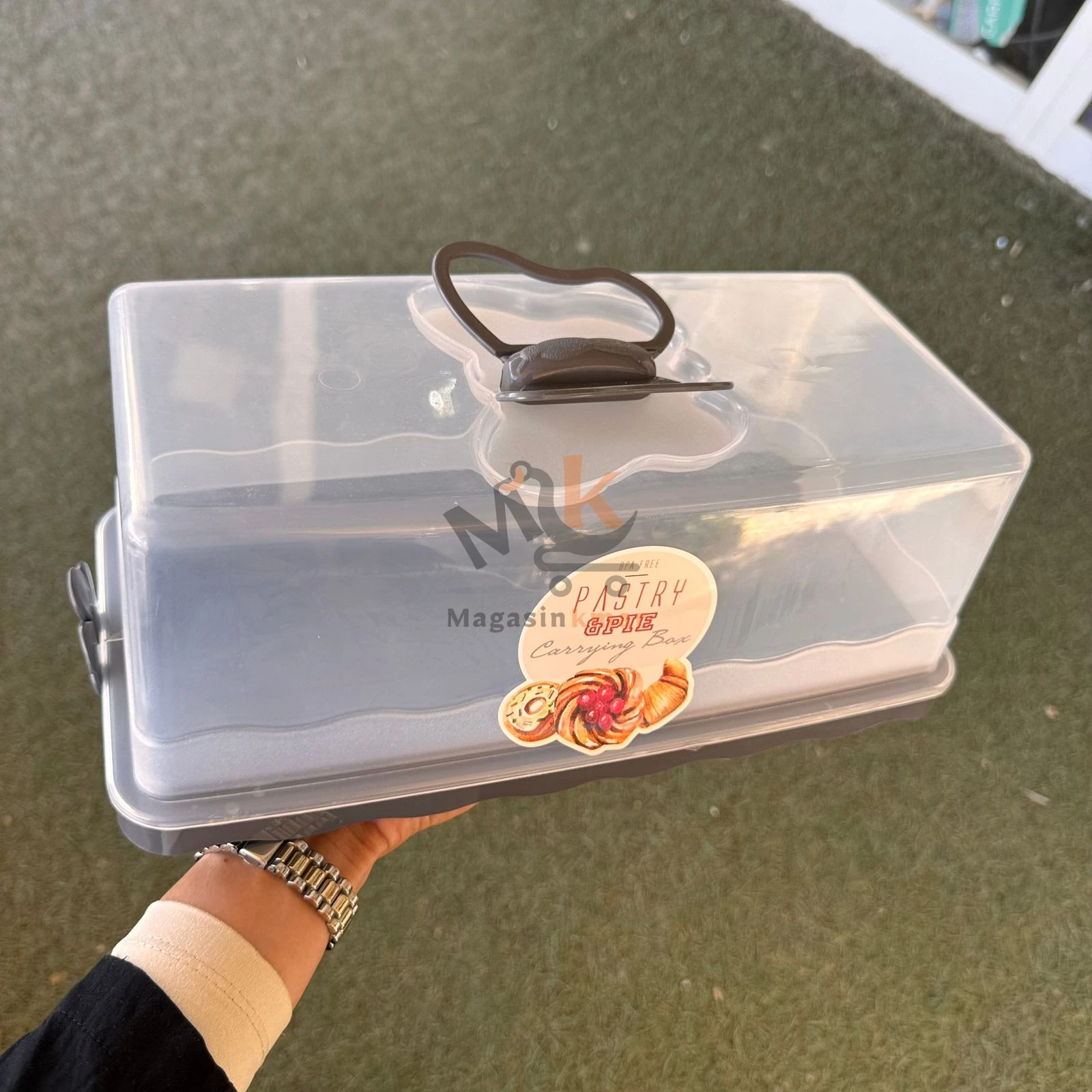 Cloche à gâteau rectangulaire en plastique alimentaire – Couvercle de conservation avec poignée