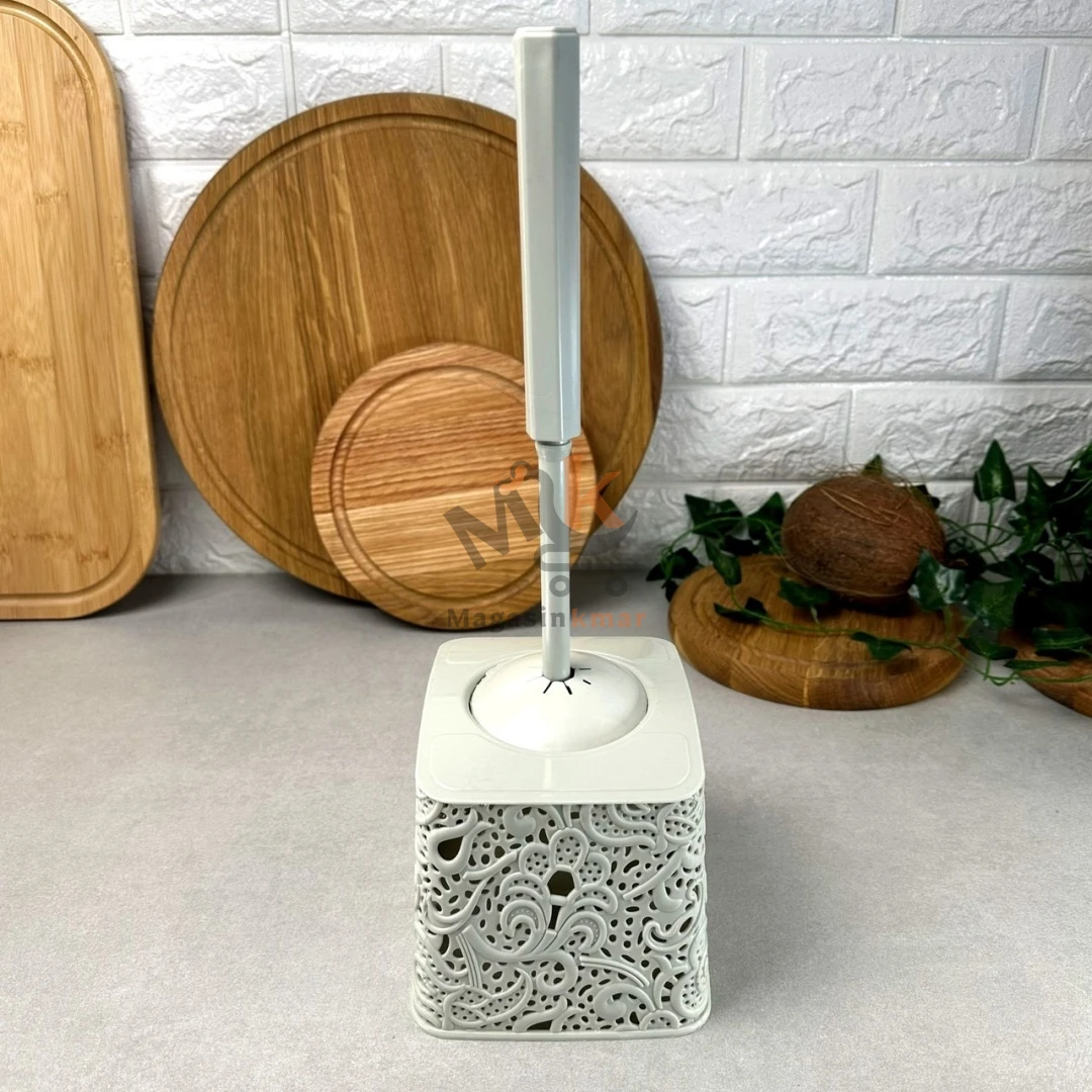 Brosse de toilette avec support en plastique – Design hygiénique et compact