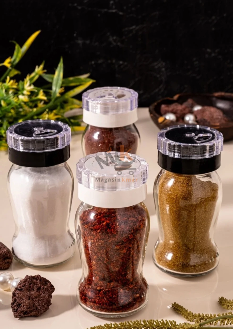 Set de 2 salières et poivriers en verre