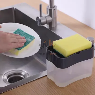 Distributeur de savon liquide avec éponge – Pratique pour cuisine